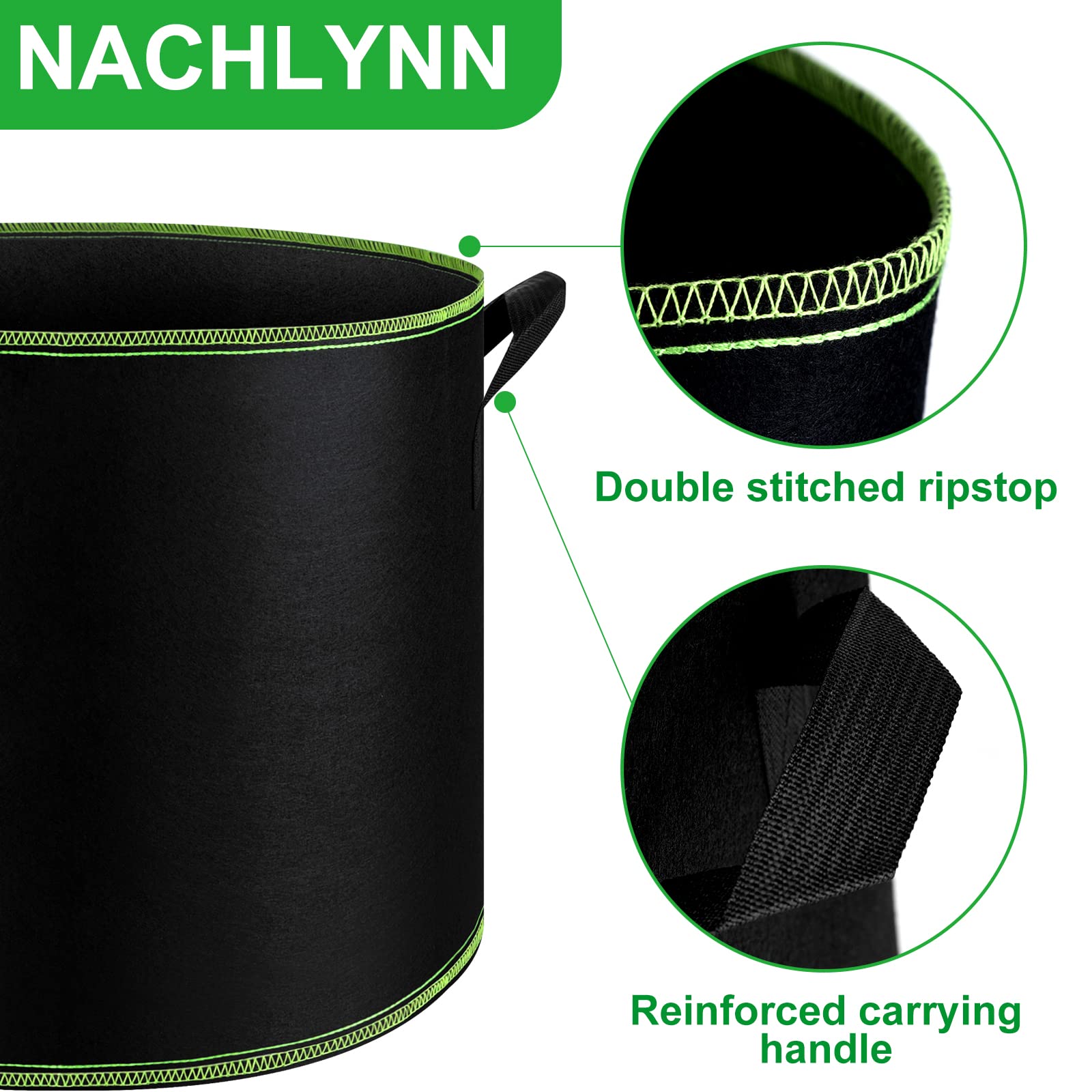 NACHLYNN foldable grow bag, washable and reusable for multiple seasons.