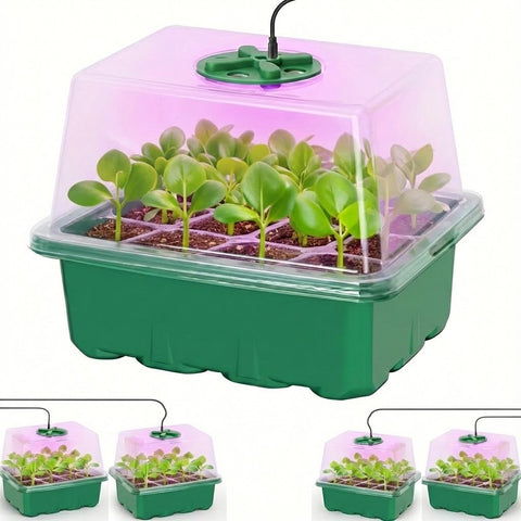 NACNO seed starter kit with 4 trays and 12-cell blocks, ideal for indoor germination.