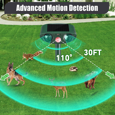 Nacoman solar ultrasonic repellent uses humane frequencies to deter wildlife from your yard.