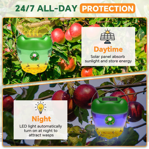 Nacoman Wasp Trap features LED illumination after dark for night attraction.