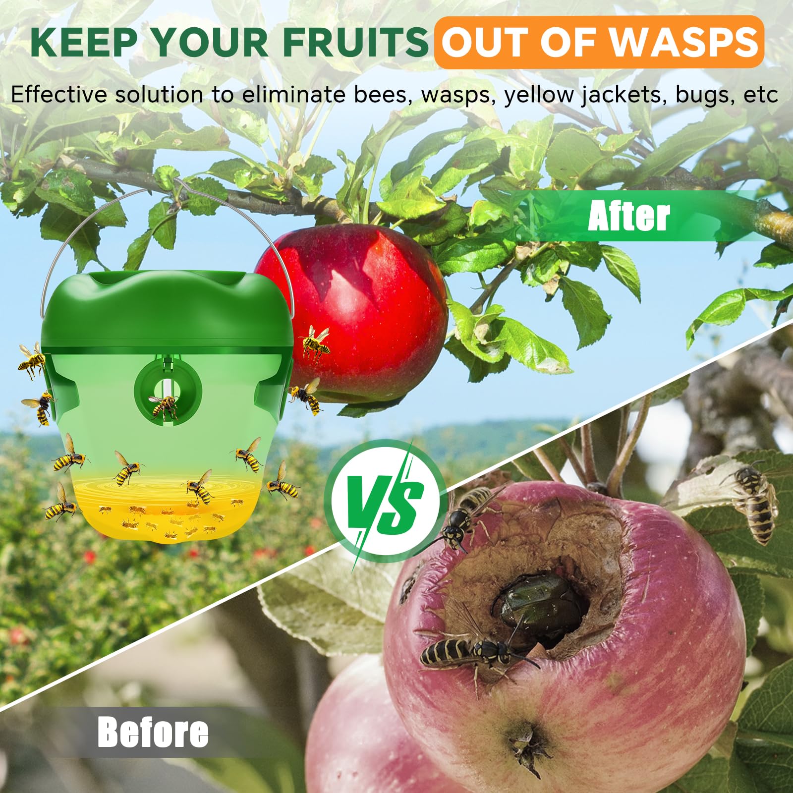Nacoman Wasp Trap reusable yellow jacket design for extended outdoor use.