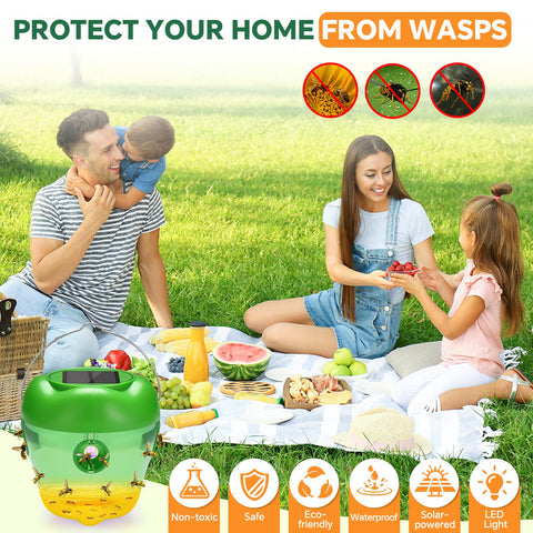 Nacoman Wasp Trap shows four taper entry holes to attract and contain.
