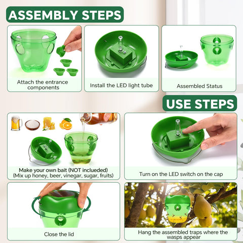 Nacoman Wasp Trap top handle enables easy outdoor hanging.
