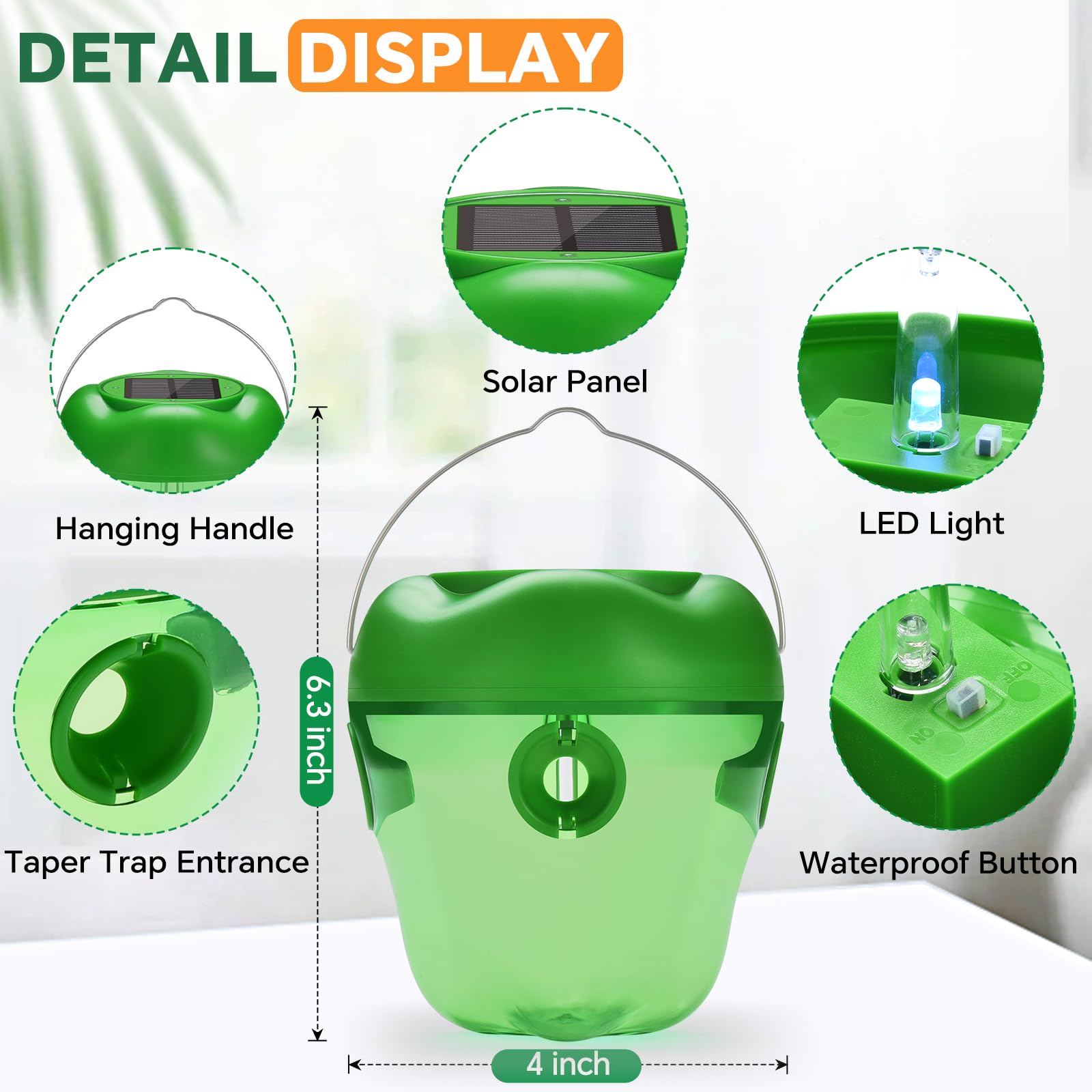 Nacoman Wasp Trap transparent casing allows quick monitoring of captures.