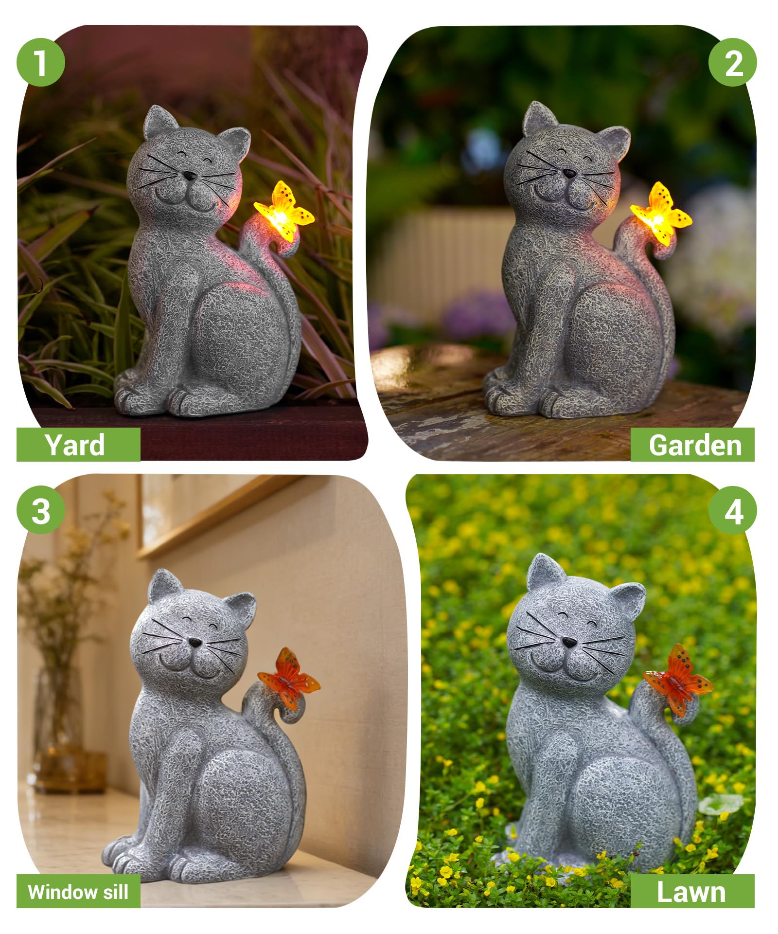Nacome cat welcome statue complements yard or balcony spaces.