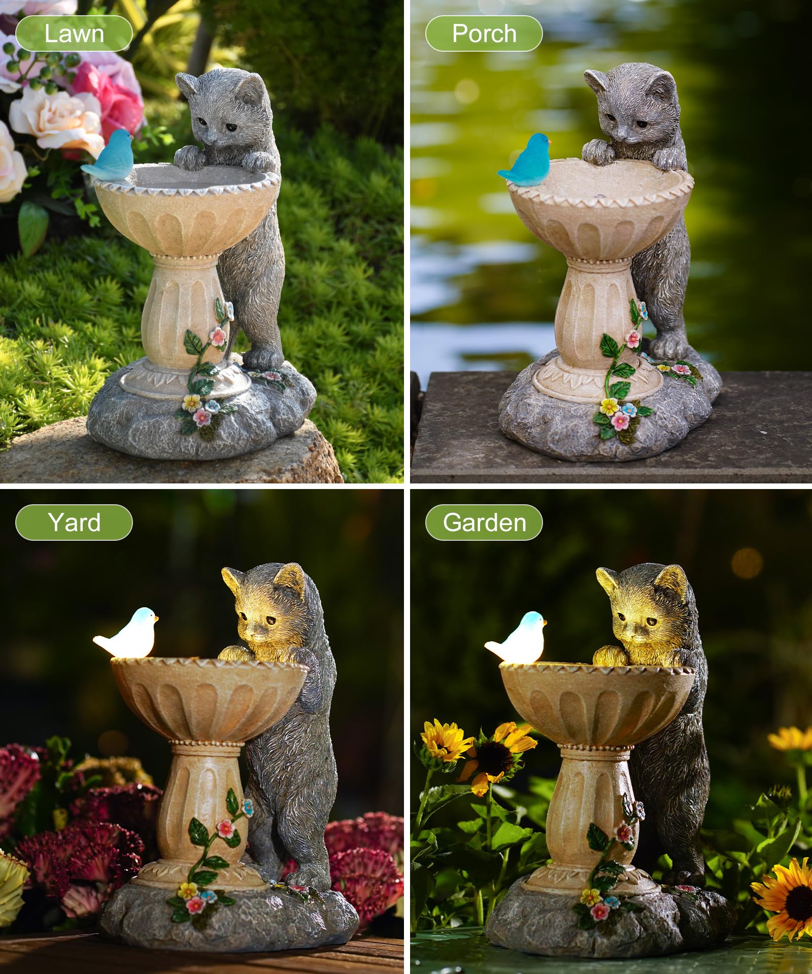 Nacome Solar Cat Statue crafted from GRS-certified recycled materials
