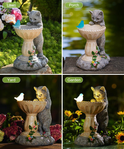 Nacome Solar Cat Statue crafted from GRS-certified recycled materials