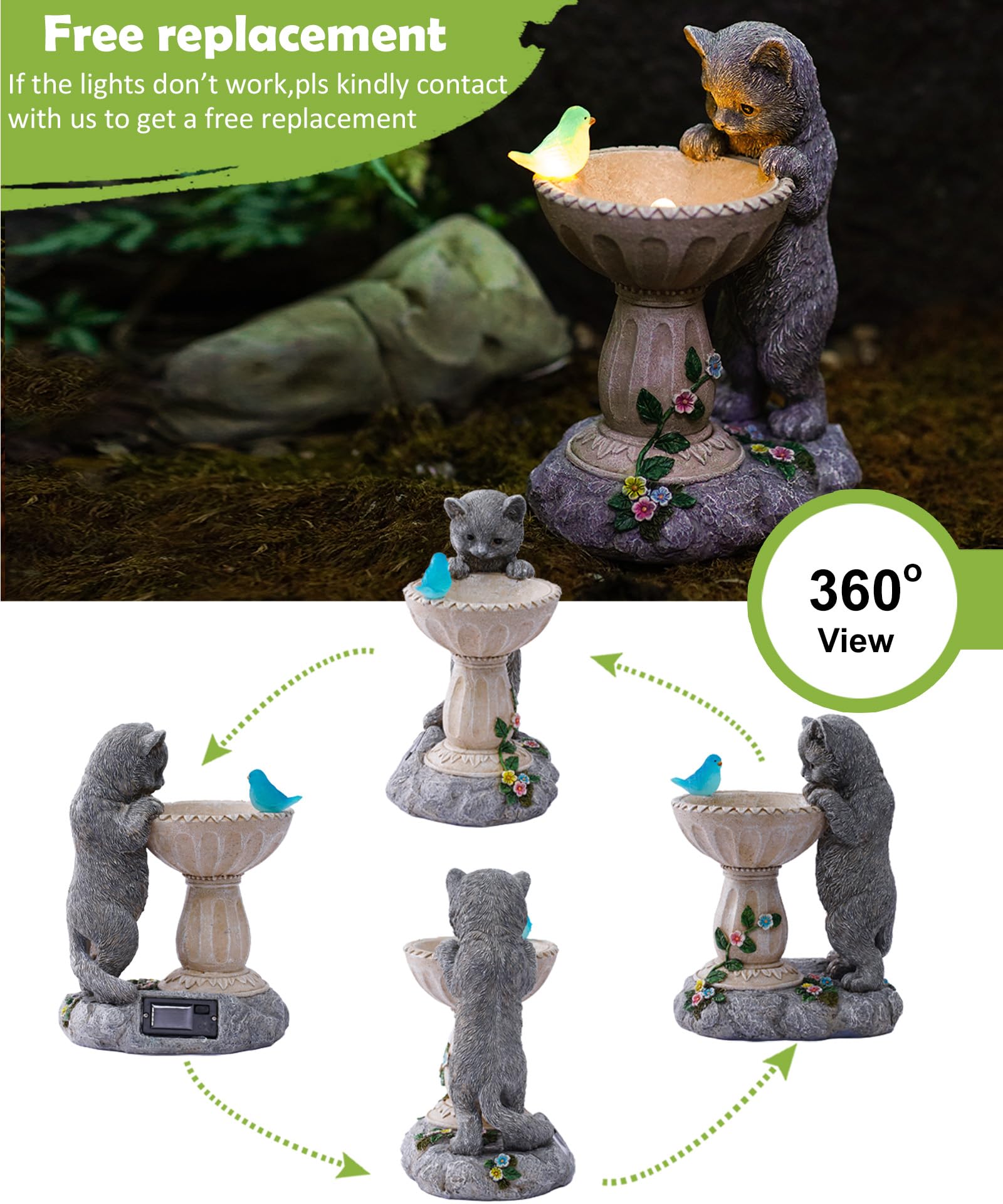 Nacome Solar Cat Statue requires no installation, easy setup and placement