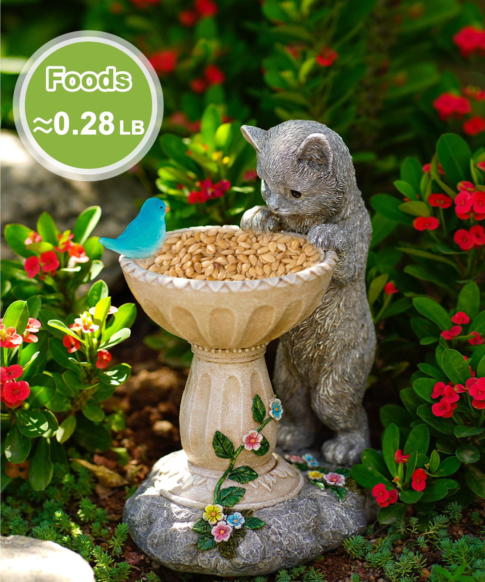 Nacome Solar Cat Statue UV-coated colors stay bright outdoors