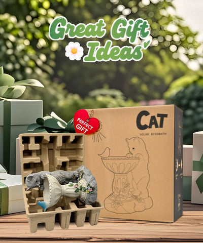 Nacome Solar Cat Statue weatherproof resin ready for all-season outdoor decor