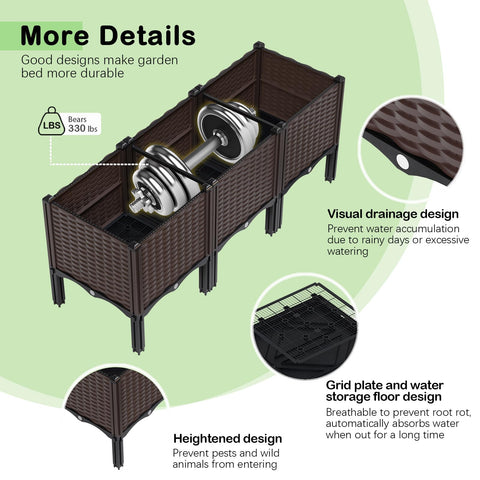 NACREEN raised bed shows sturdy leg connections for secure placement.