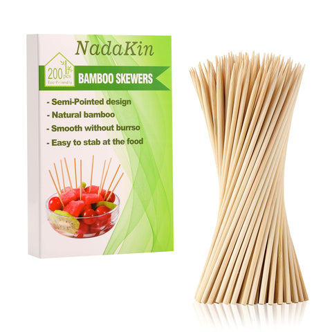 NadaKin bamboo skewers 8 inch pack for grilling and appetizers.