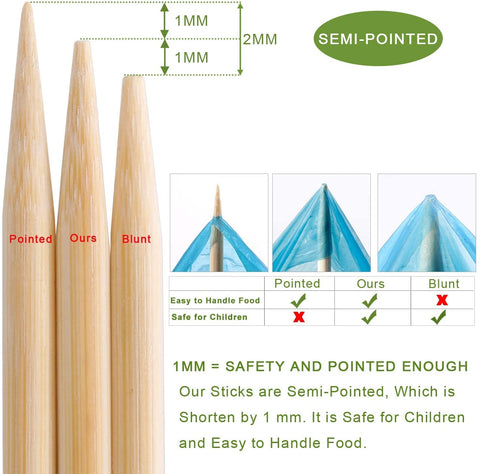NadaKin kids-safe skewers, 16 inches with semi-pointed tips for safe roasting.