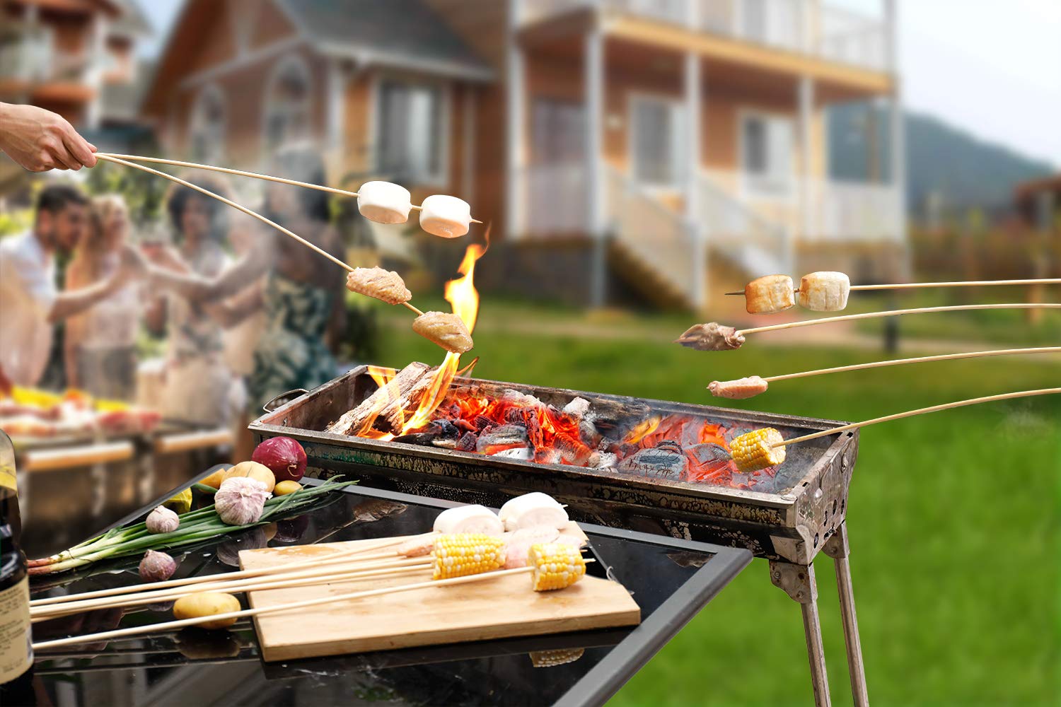NadaKin bamboo roasting sticks with 5 mm diameter handle robust for open flames.