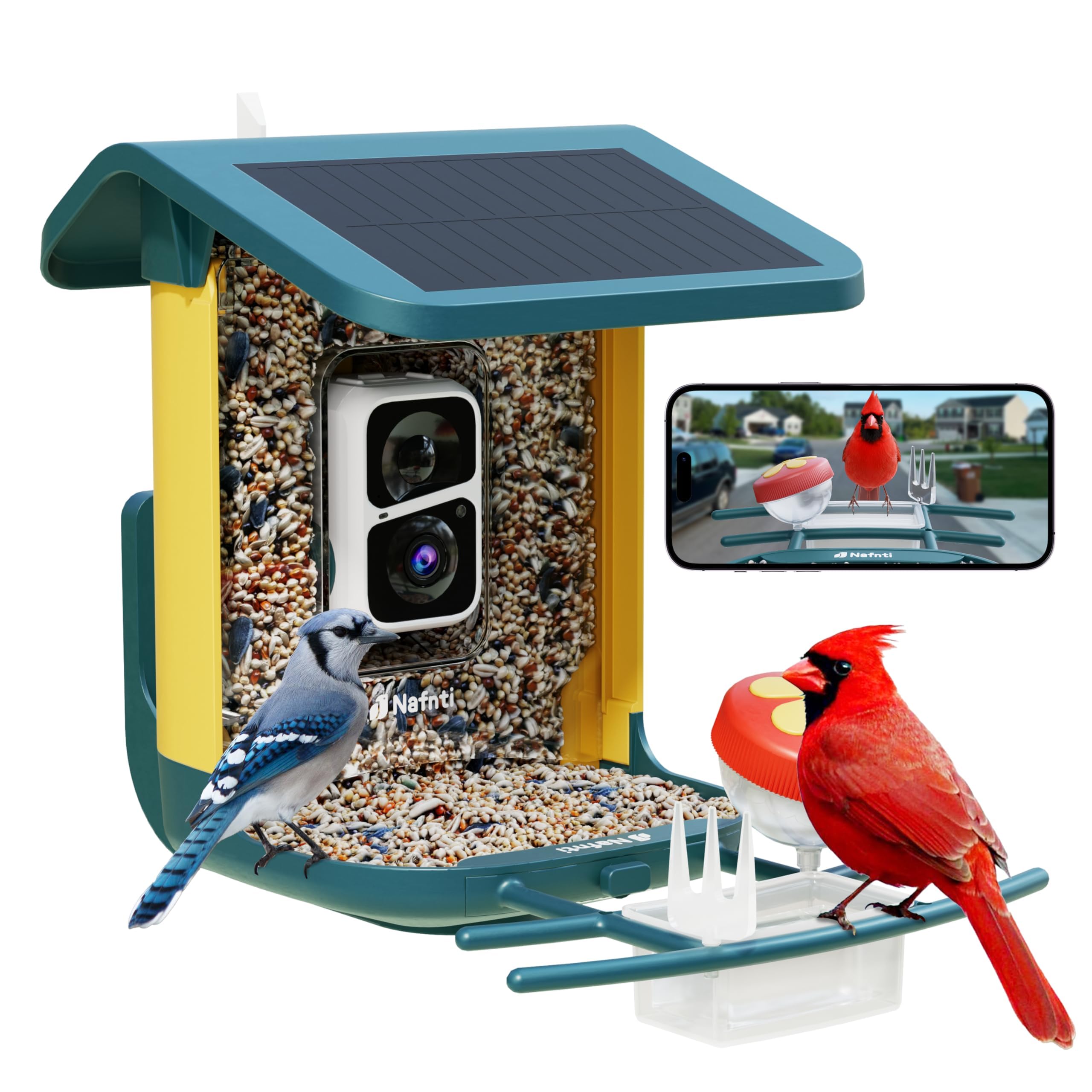 Nafnti Bird Feeder Camera offers 2K live stream for clear backyard viewing