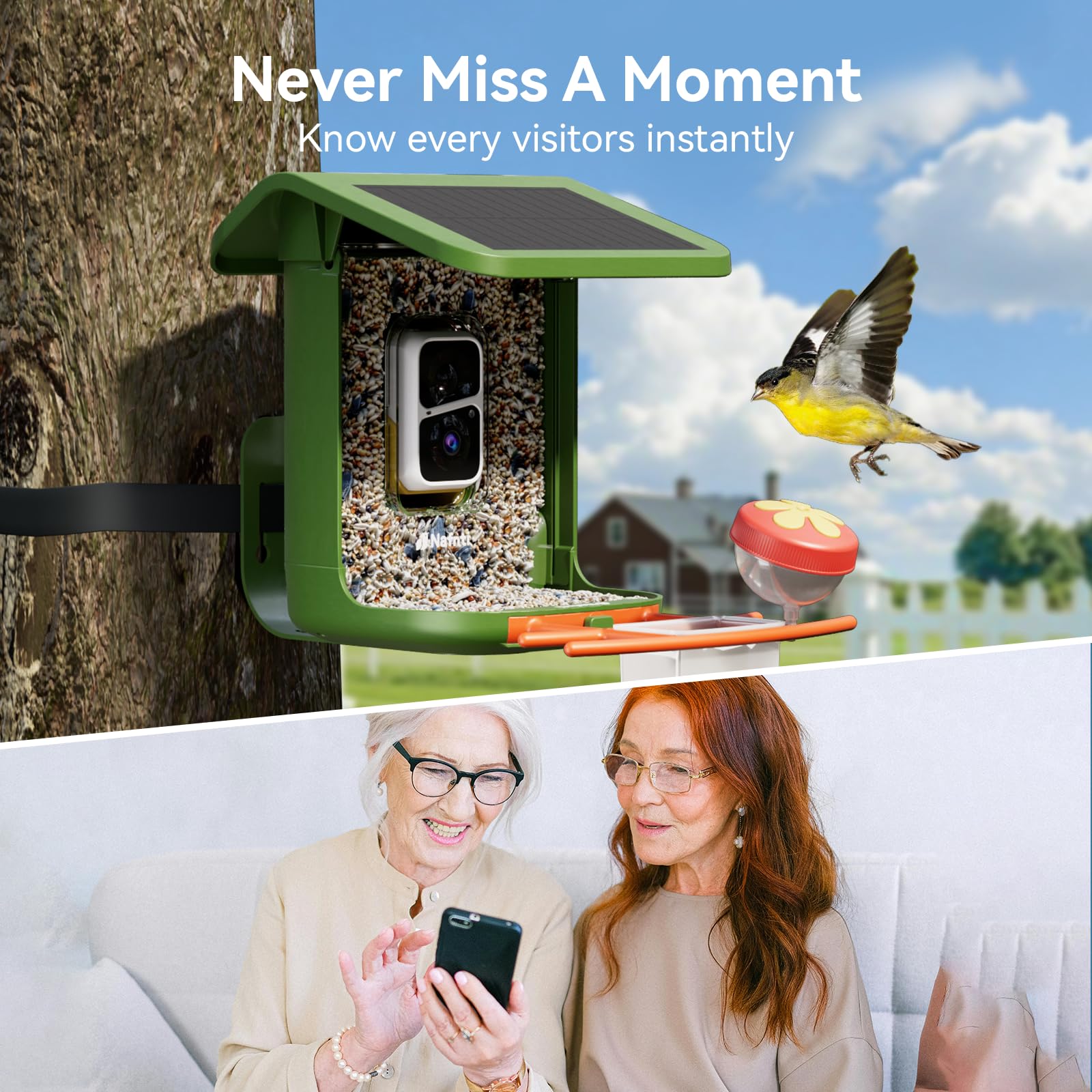 Nafnti all-weather IP65 design withstands rain and wind for year-round use.