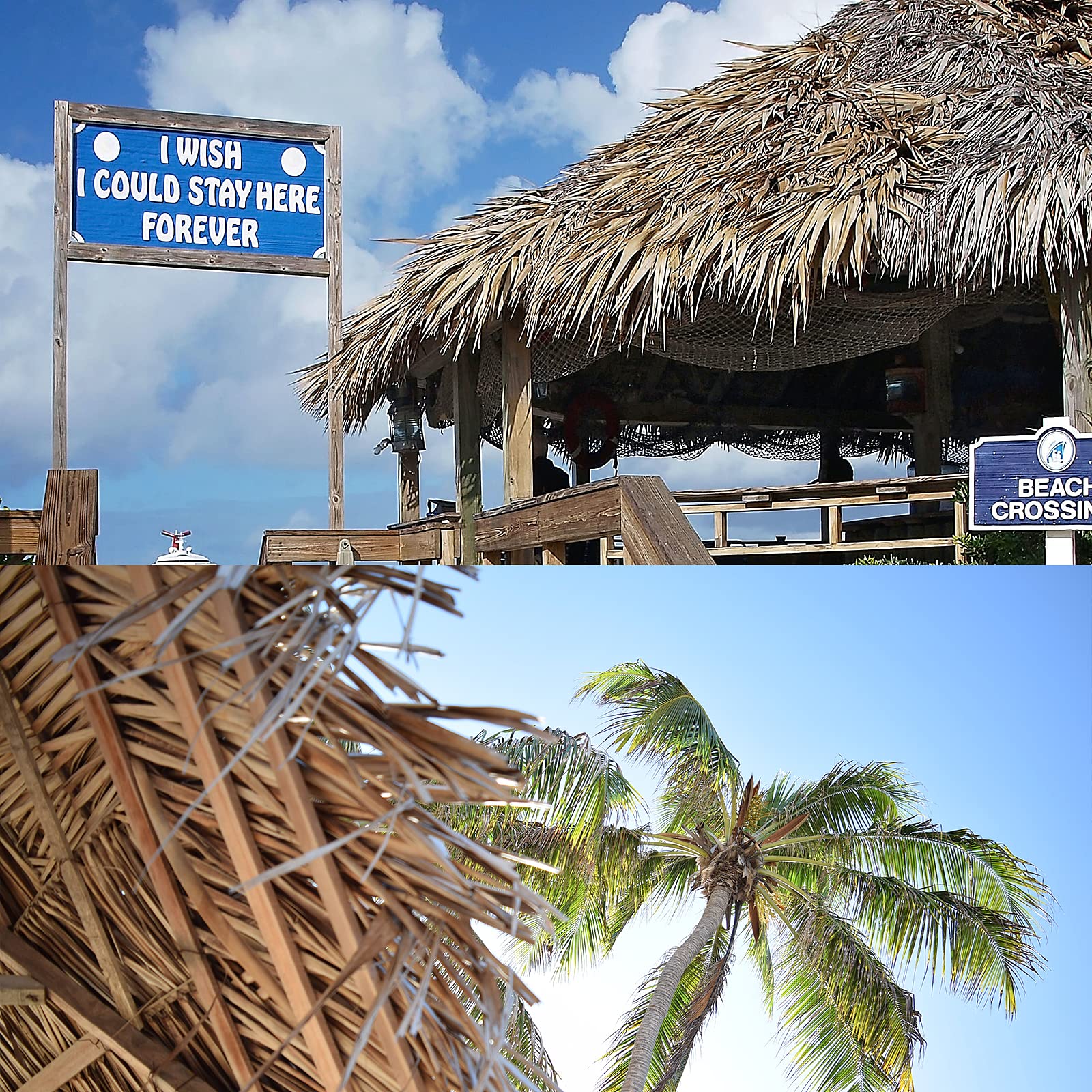 NAHARO cabana decor thatch roll adds festive, low-maintenance charm.