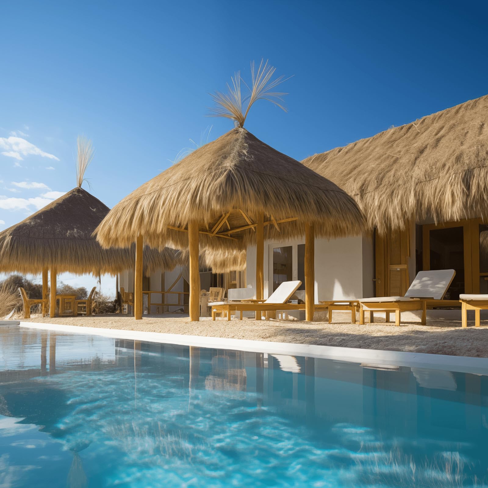 NAHARO waterproof thatch roll made from PE material resists dampness for outdoor use.