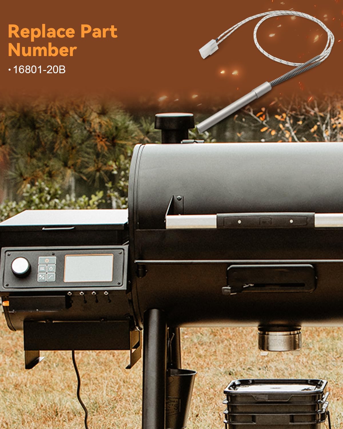 Nahntaipy igniter delivers quick ignition up to 1200°F for fast grilling sessions.