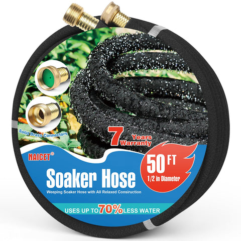 Naicet soaker hose 50ft delivers even watering to garden beds