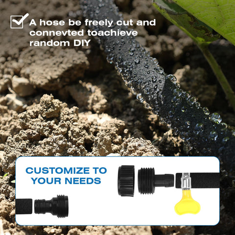 Naicet water droplets release evenly along the hose for uniform soil saturation