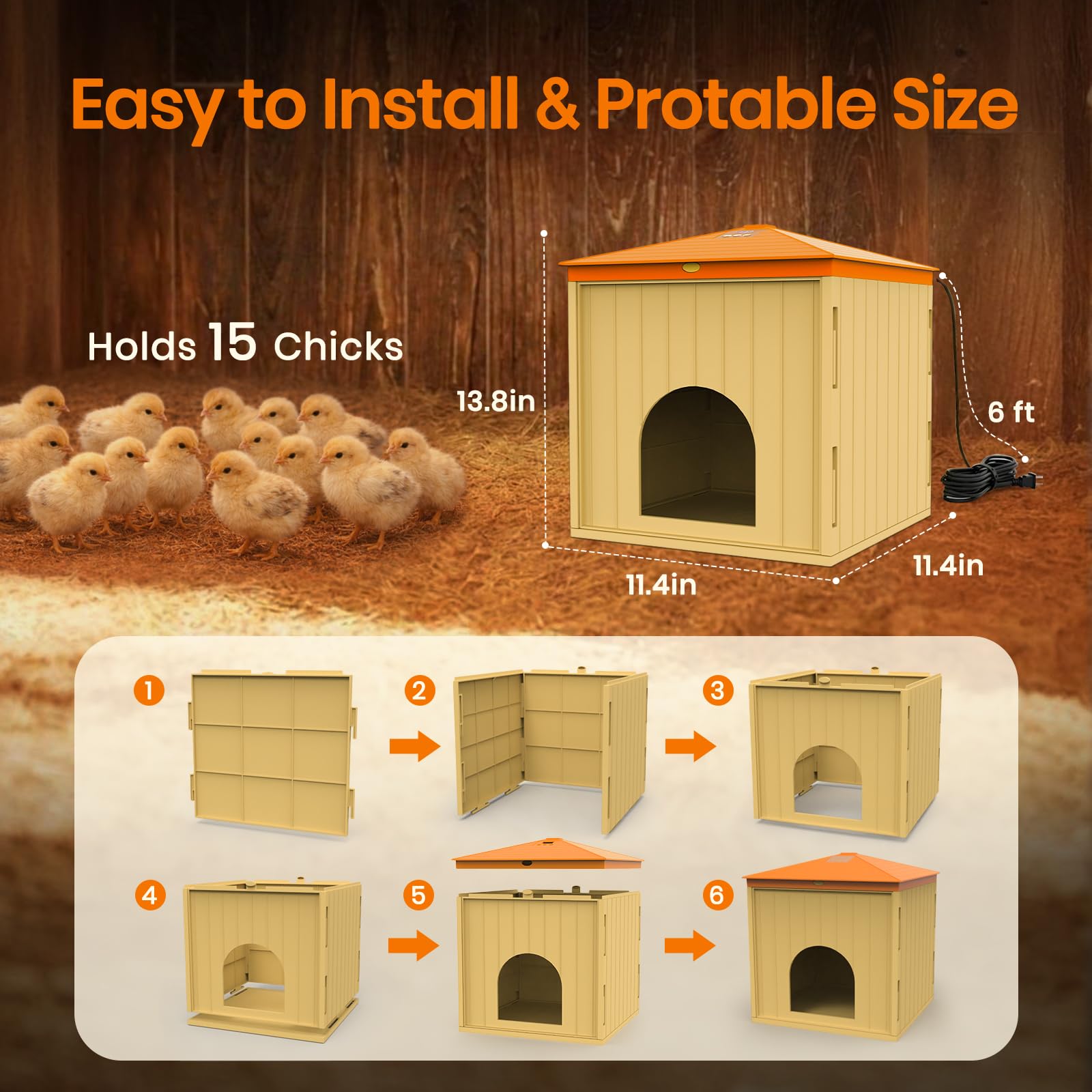 Durable ABS Nailrepro coop heater resists rust and is easy to clean.