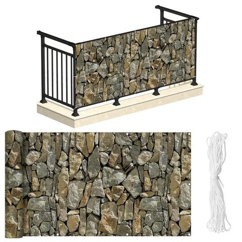 NAIMORUI PVC balcony privacy screen stone close-up texture showing durability.