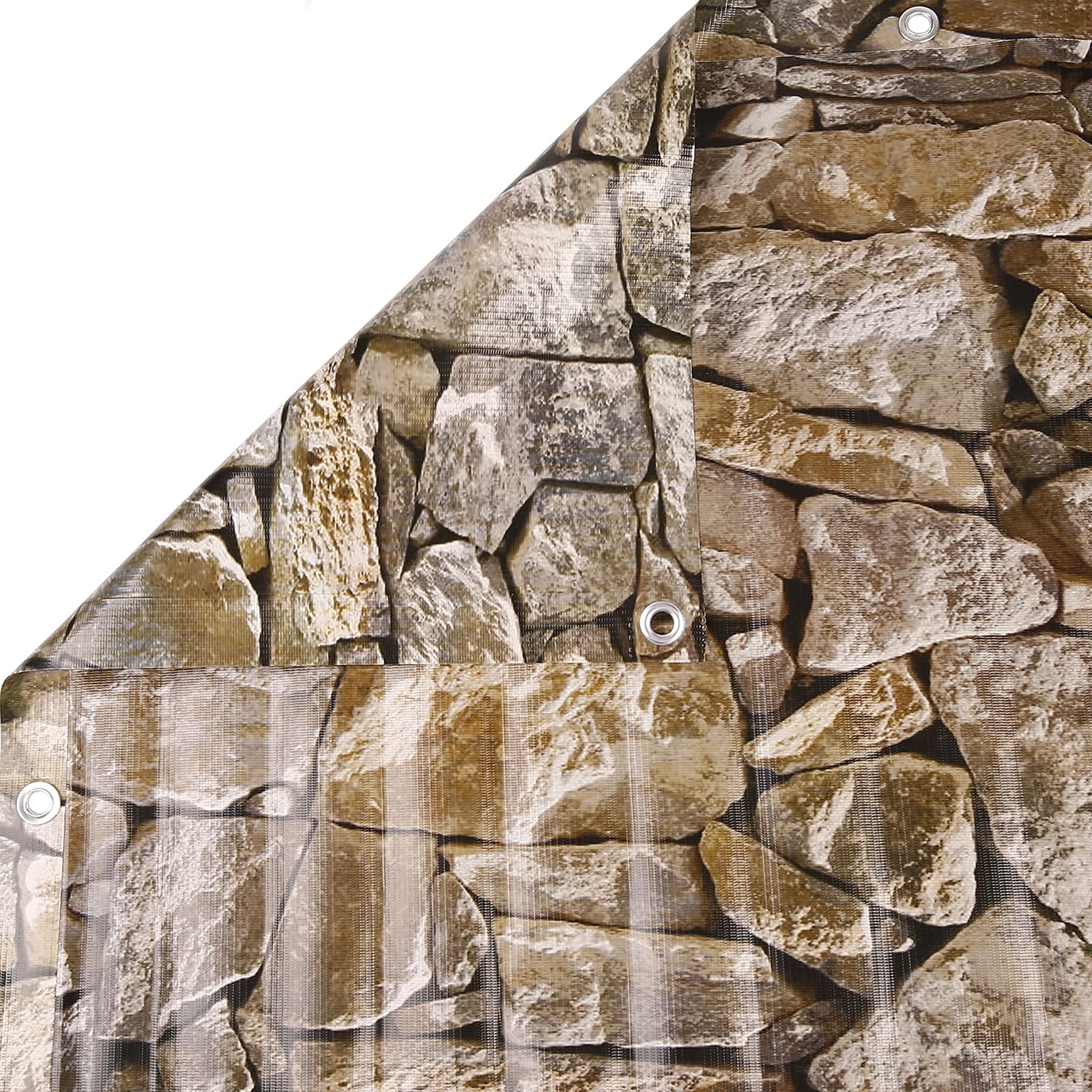 NAIMORUI privacy screen stone shown with nylon rope for easy installation.