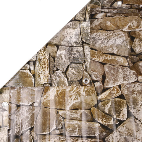 NAIMORUI privacy screen stone shown with nylon rope for easy installation.
