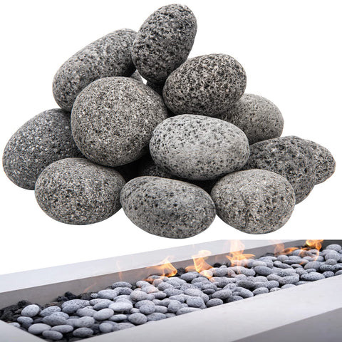 NAKAAOSIK black lava rocks for fire pits, close-up texture enhancing heat-safe ambiance