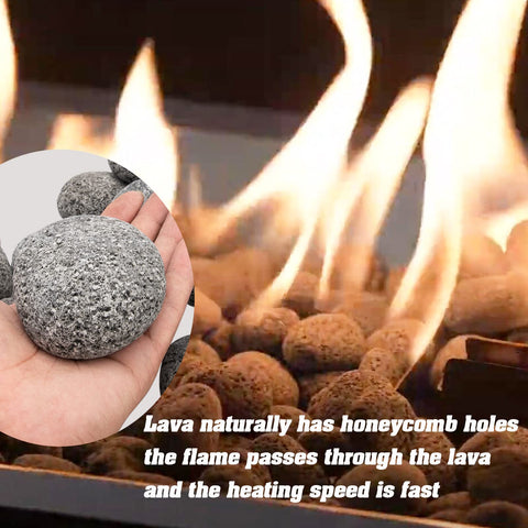 NAKAAOSIK lava rocks replace logs with clean ash-free performance in indoor or outdoor setups