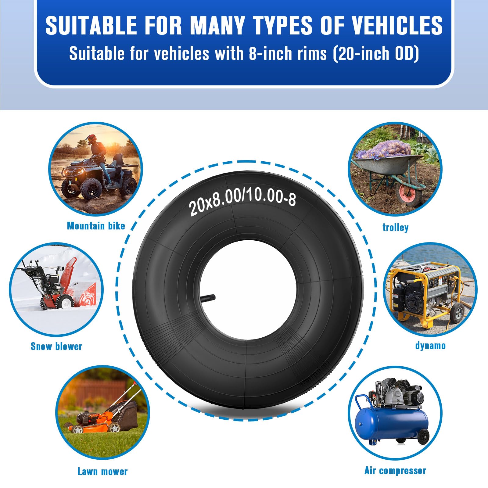 NAKAO 20x8-8 inner tube with TR13 stem for lawn tractors