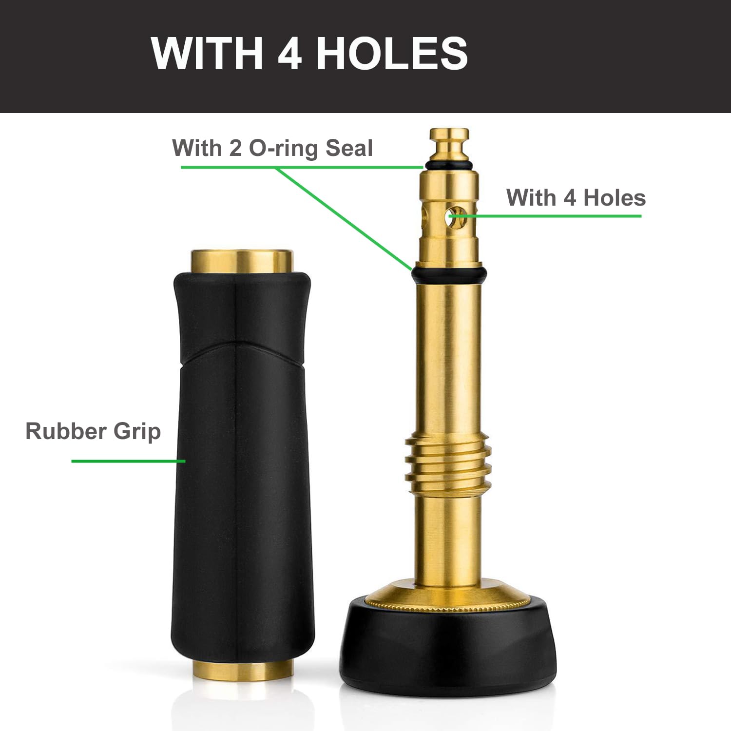 Nakcase heavy-duty brass nozzle delivering a strong rinse for cleaning.
