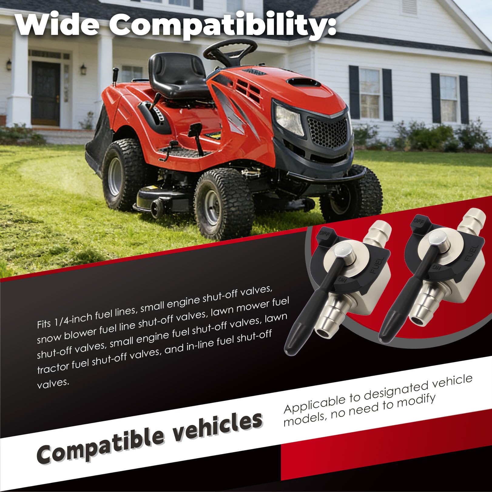 Nakkaa 2PCS 1-4in steel inline shutoff valve installed on snow blower demonstrates robust fuel shutoff