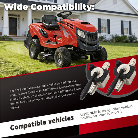 Nakkaa 2PCS 1-4in steel inline shutoff valve installed on snow blower demonstrates robust fuel shutoff
