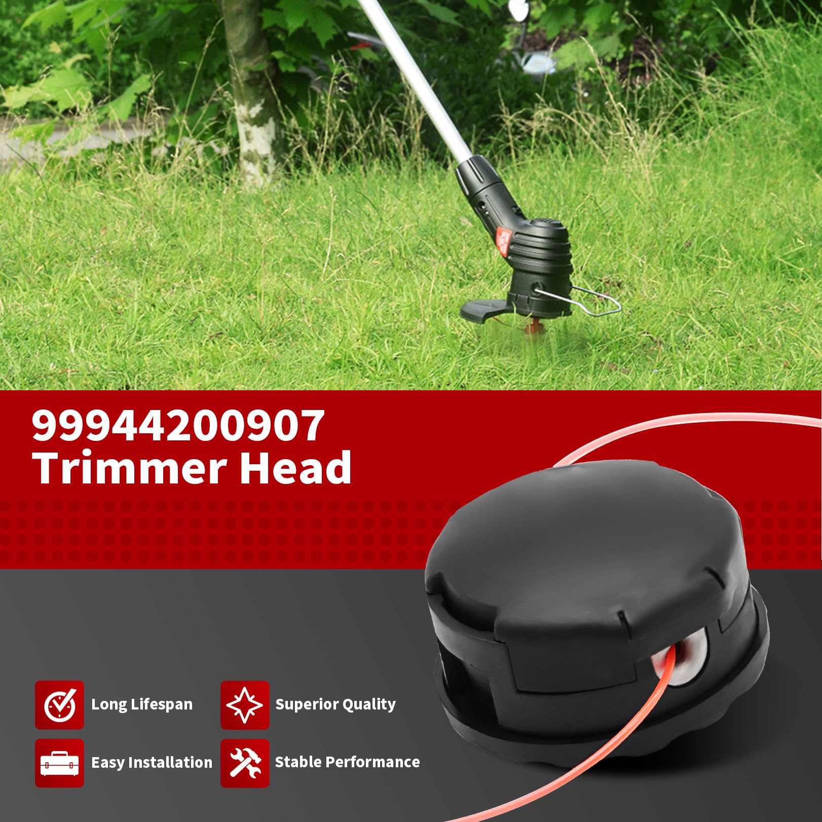 Nakkaa 3-3/4 inch diameter trimmer head for wide cutting area