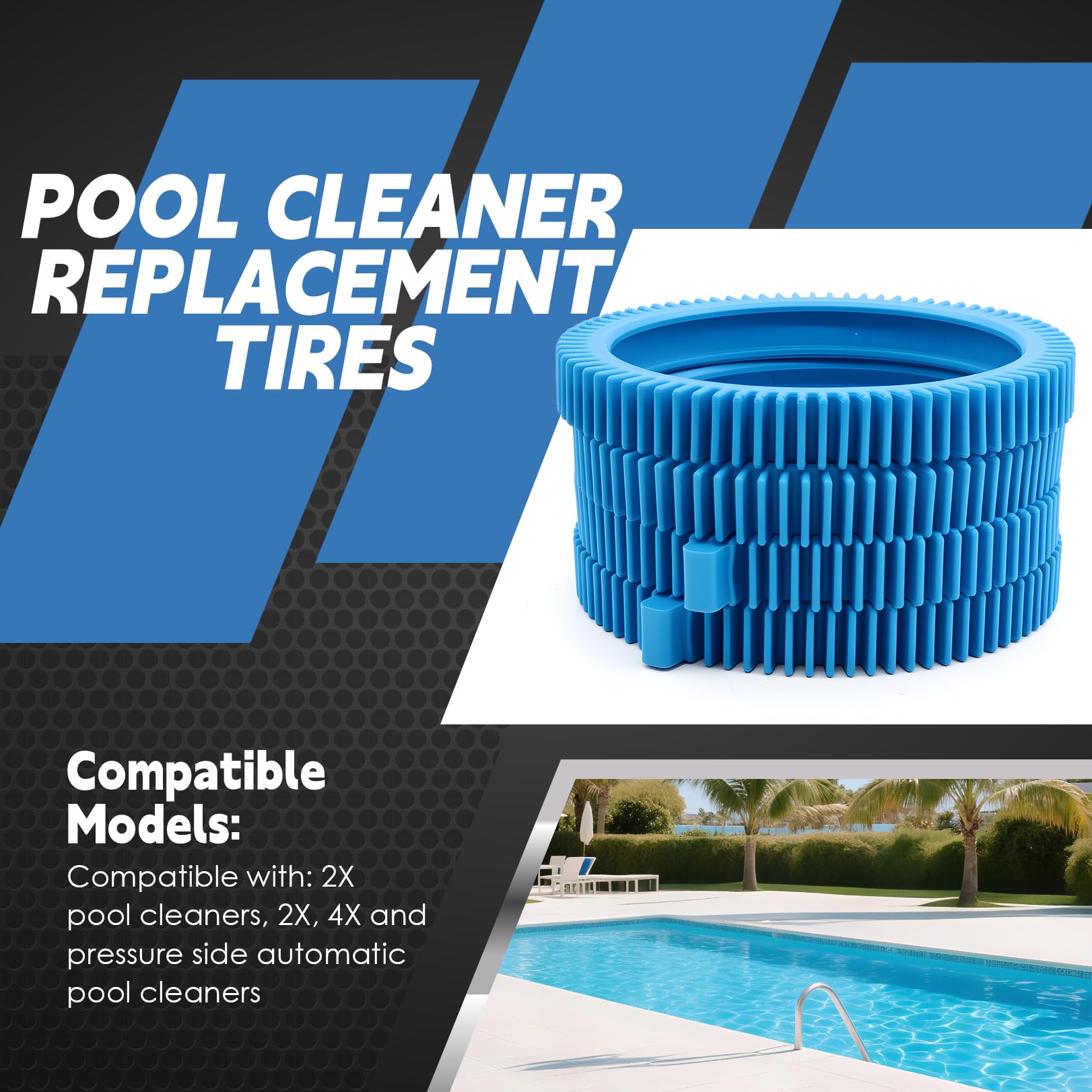 Nakkaa rear tire compatible with 896584000-082 for steady pool cleaning