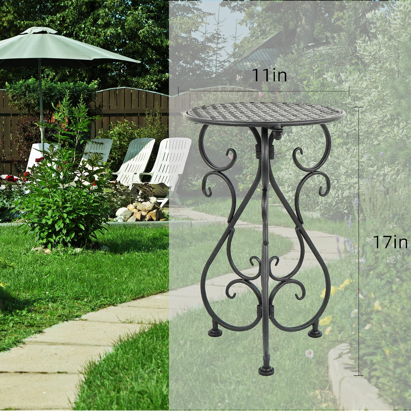 NAKUPE heavy-duty black plant stand withstands outdoor weather and 50 lb loads.