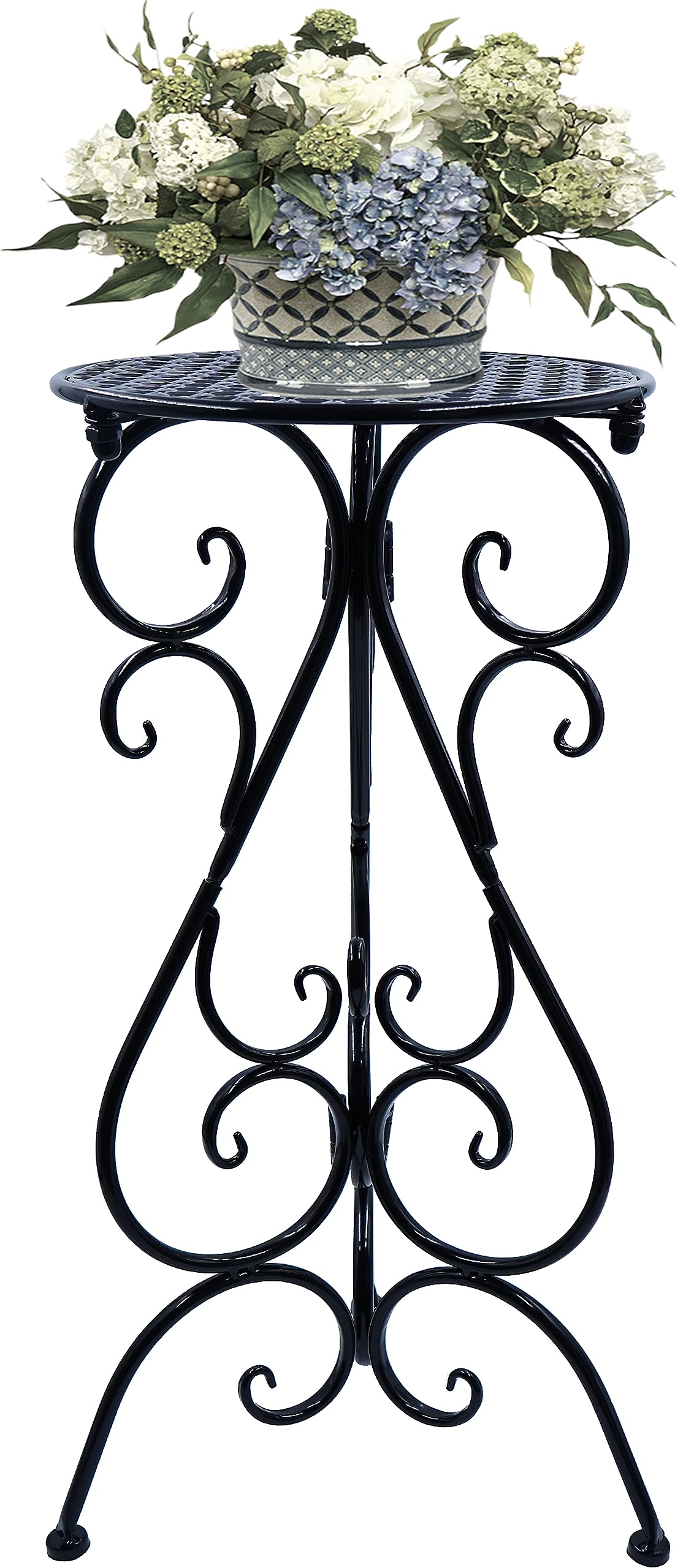 NAKUPE metal plant stand top view with sturdy 11 inch round grid surface for large pots