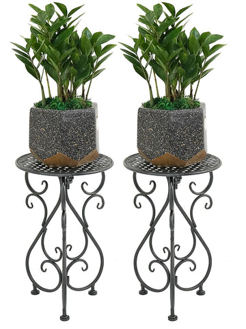 NAKUPE metal plant stand with round top elevates sun-loving pots.