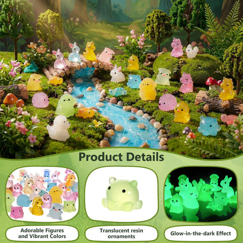 Naler glow resin rabbit shapes decorate a cozy miniature house display