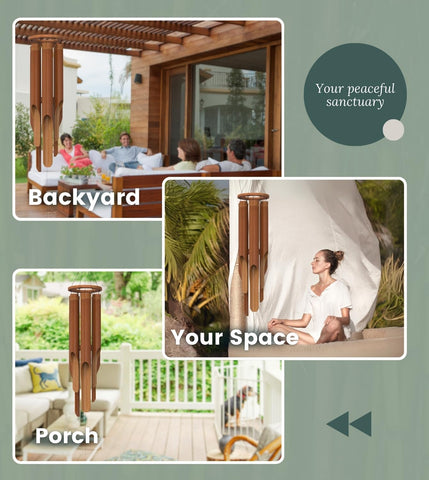Nalulu Classic Bamboo Wind Chimes in garden setting enhances outdoor decor