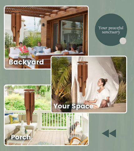 Nalulu Classic Bamboo Wind Chimes closeup reveals hand-tuned natural tones