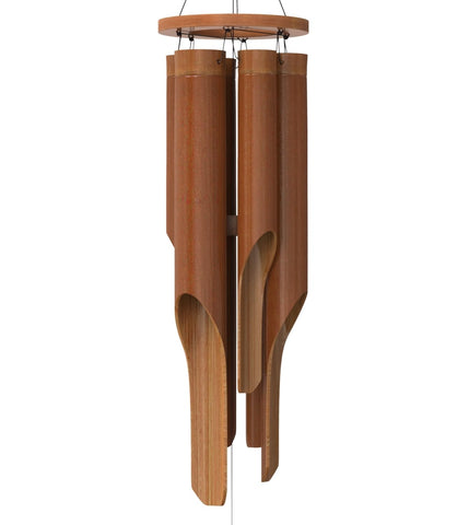 Nalulu Classic Bamboo Wind Chimes outdoors on porch for calming ambient sound