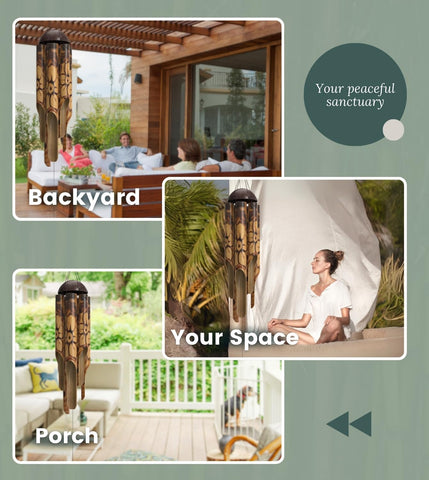 Nalulu coconut crown detail adds natural artistry to wind chimes
