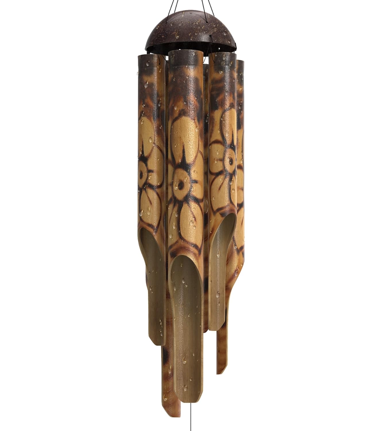 Nalulu rustic bamboo wind chimes outdoor setup for calming garden ambience