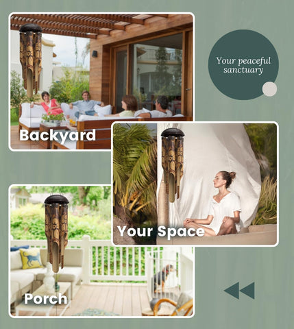 Nalulu Rustic Bamboo Wind Chimes with reinforced bamboo for durable outdoor use