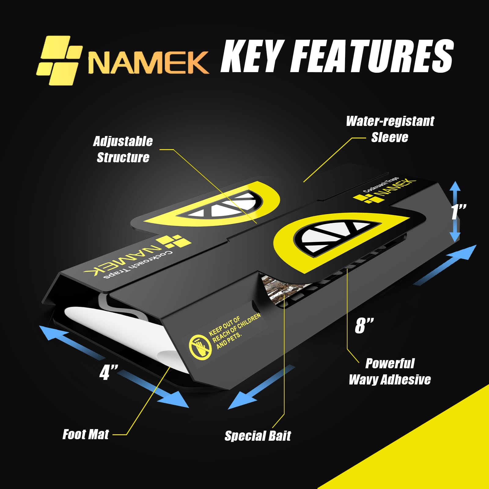 NAMEK cockroach trap glue close-up showing strong adhesive for pest control