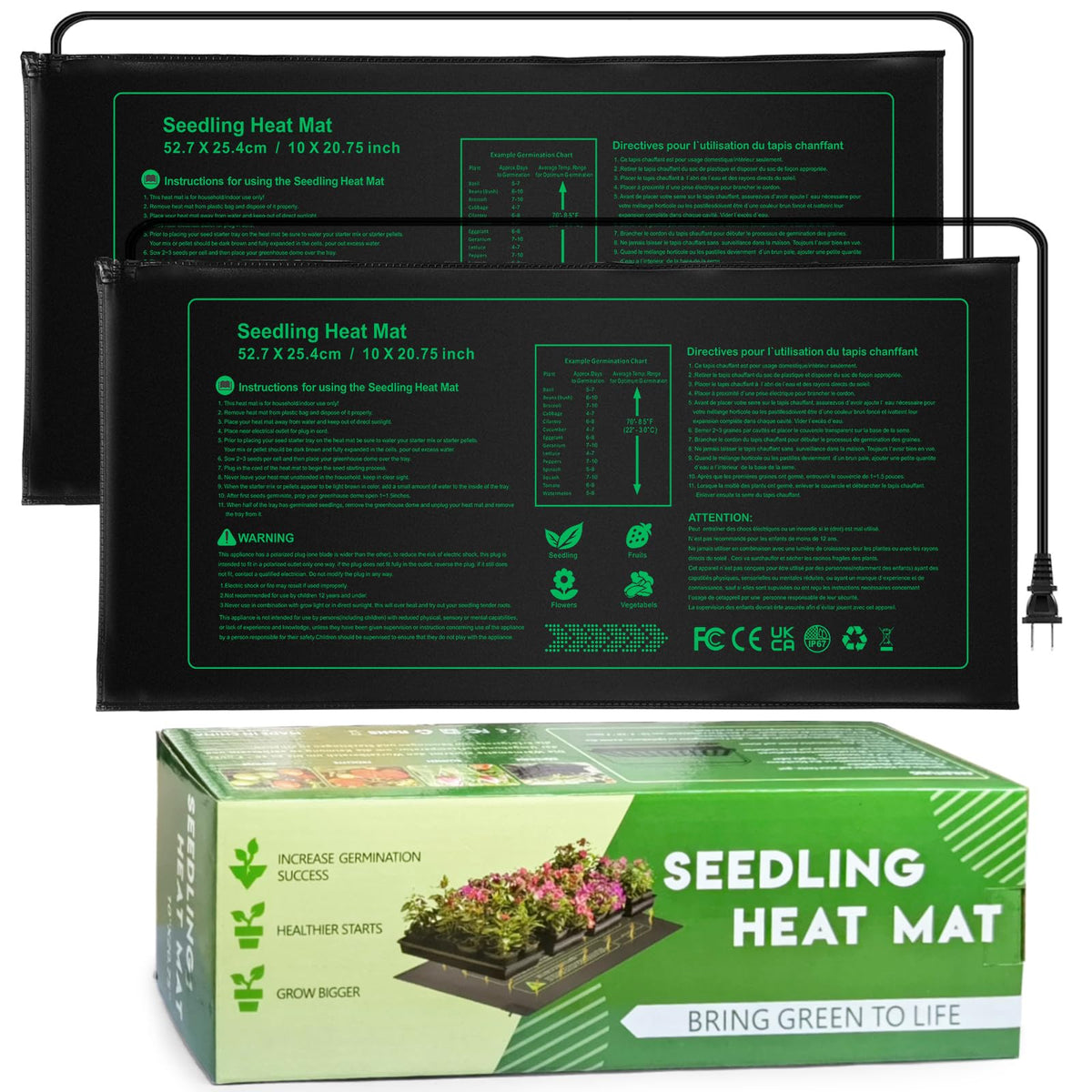 NAMOTEK seedling heat mat 10x20 in a double-pack setup for indoor germination.