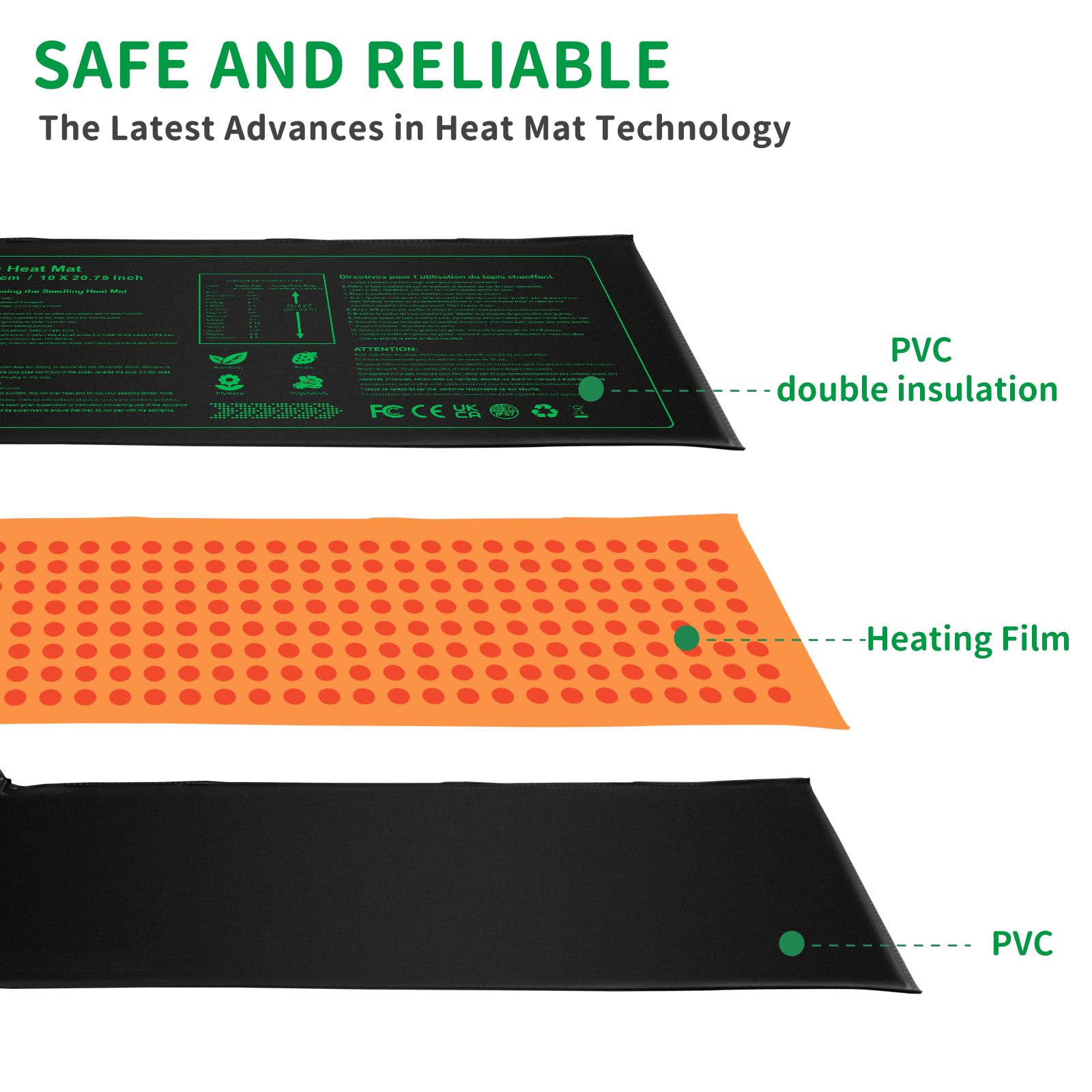 NAMOTEK seedling heat mat surface shows waterproof layer for easy cleaning